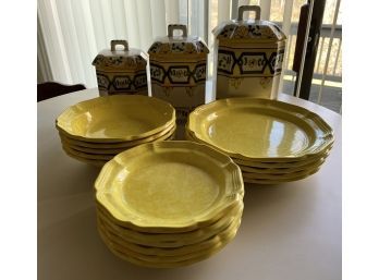 Vintage Mikasa Dinnerware And Casafina Canister Set