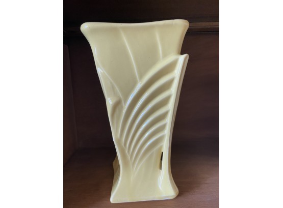 Vintage Mccoy Yellow Palmette Design Square Flower Vase