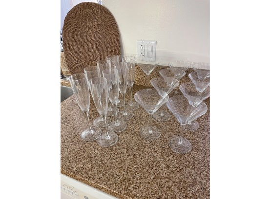 Mixed Lot Of Martini And Champagne Glasses