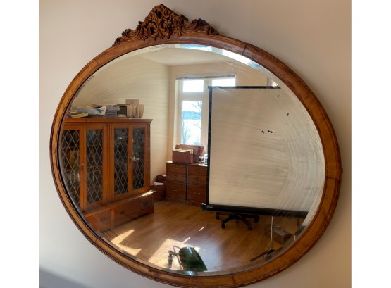 Antique Wood Oval Mirror
