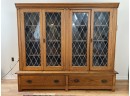 Oak Lead Paned Bookcase/Cabinet