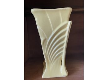 Vintage Mccoy Yellow Palmette Design Square Flower Vase