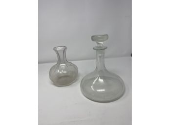 Vintage Clear Glass Vase & Decanter