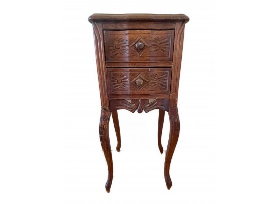ANTIQUE CARVED MARBLE TOP SIDE TABLE