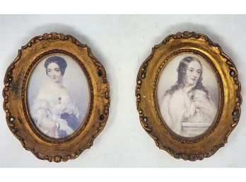 PAIR OF GOLD FRAMED CAMEO PORTRAITS