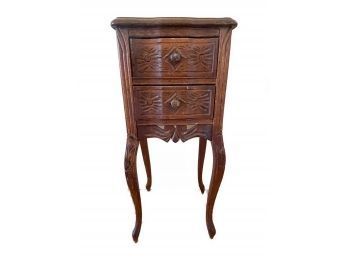 ANTIQUE CARVED MARBLE TOP SIDE TABLE