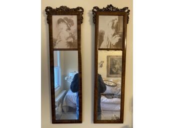 PAIR OF ANTIQUE VICTORIAN TRUMEA WALL MIRRORS WITH FEMALE PORTRAITS