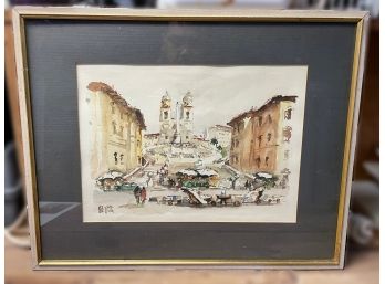 FRAMED WATERCOLOR SIGNED BY R. VITA