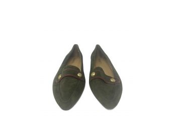TALBOTS SIZE 10 OLIVE SUEDE LEATHER LOAFERS
