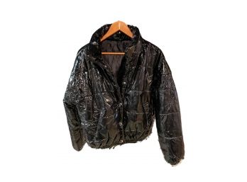 WILD FABLE BLACK FAUX PATENT LEATHER JACKET