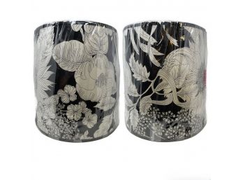 PAIR OF BLACK AND WHITE LAMPSHADES BY LIBERTY OF LONDON FOR TARGET