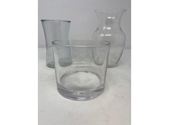 3 PC COLLECTION OF CLEAR GLASS VASES