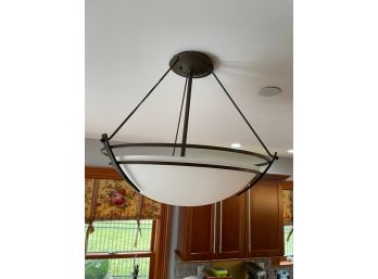 METAL CEILING FIXTURE WITH FROSTED DOME SHADE