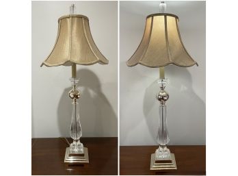 PAIR OF ACRYLIC TABLE LAMPS ON CHROME BASE BY UPPERMOST LIGHTING