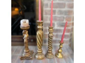 4 PC COLLECTION OF CANDLESTICK HOLDERS