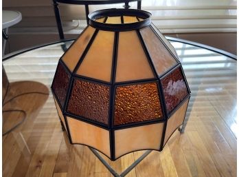 VINTAGE CEILING SHADE ONLY WITH CREAM AND AMBER SLAG GLASS