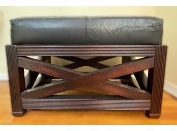 HARBOR HOME INTERNATIONAL BENCH WITH FAUX LEATHER SEATING