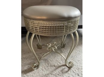 ROUND VANITY STOOL WITH FAUX LEATHER SEATING BY PFS