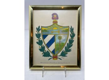 SIGNED VINTAGE WALL ART 'CUBAN COAT OF ARMS'