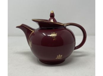 VINTAGE HALL WINDSHIELD TEAPOT WITH GOLD ROSES AND TRIM