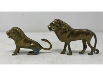VINTAGE PAIR OF BRASS LIONS