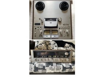 AKAI GX 630DB REEL TO REEL RECORDER AND SANSUI STEREO RECEIVER 7070