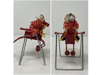 VINTAGE TOY CLOWN RIDING PLASTIC HOBBY HORSE