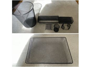 COLLECTION OF MESH OFFICE DESK ACCESSORIES