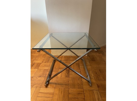 Glass Top Side Table With Chrome Base