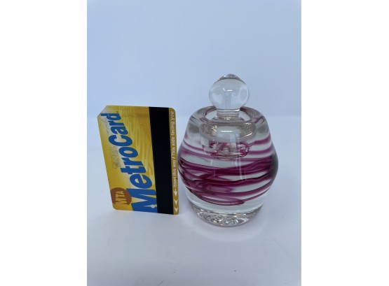 Signed Vintage Art Glass Amethyst Swirl Perfume Decanter
