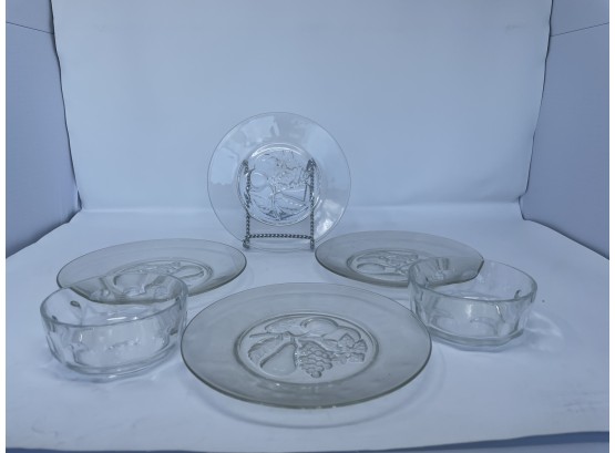 Set Of 6 Clear Glass Dishes