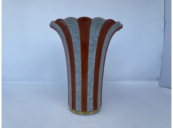 Mid Century Royal Copenhagen Scalloped Crackle Vase