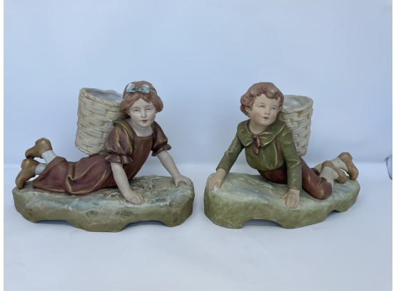 Pair Of Royal Dux Bohemia Porcelain Figurines