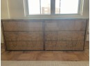 Mid Century Modern 6 Drawer Burl Wood Credenza/Dresser With Custom Glass Top
