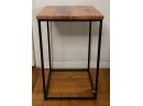 Wood Top Side Table With Black Metal Frame