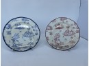 Pair Of Vintage Wood & Sons Red And Blue Toile Plates