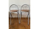 Pair Of Metal And Wood Folding Stools