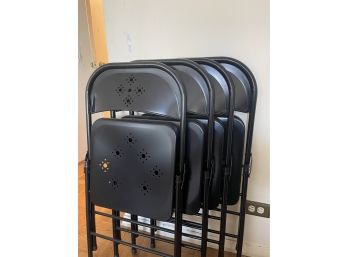 Set Of 4 Black Folding Metal Chairs