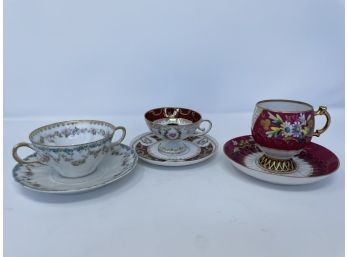 6 PC Mixed Fine Porcelain Cups And Saucers