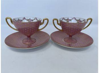 Pair Of Antique Tressemann & Vogt Cup And Saucer Set
