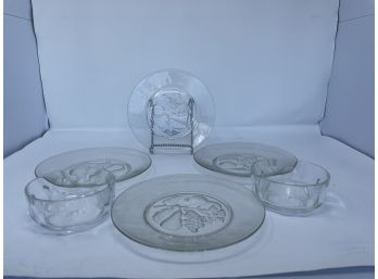 Set Of 6 Clear Glass Dishes