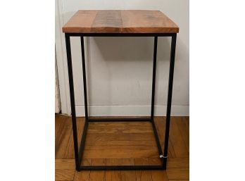 Wood Top Side Table With Black Metal Frame