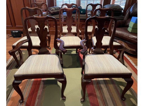Set Of 8 Henkel Harris Mahogany Queen Anne Dining Chairs