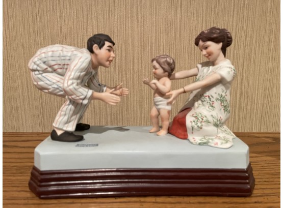 1985 Norman Rockwell Music Box 'Baby's First Step'