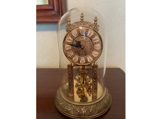 Vintage Kundo Keininger And Obergfell Anniversary Clock With Glass Dome