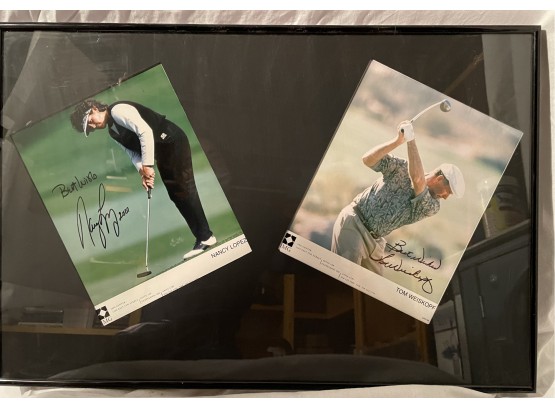 Framed Autographed Photos Of Nancy Lopez And Tom Weiskopf