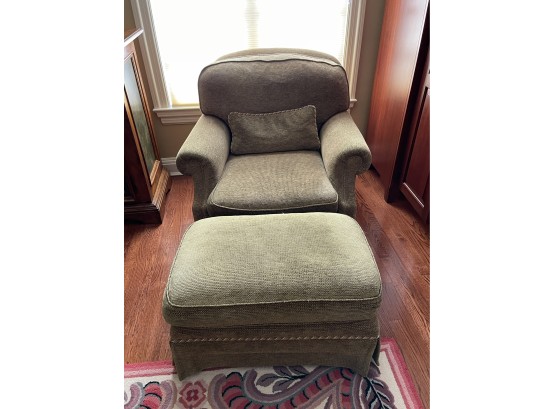 Sage Upholstered Armchair W/ Ottoman