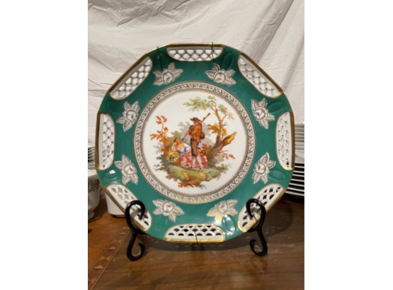 Vintage Schwarzenhammer Bavaria Reticulated 10' Porcelain Bowl With Gold Trim