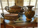 3-Piece Set Of Vintage Biagioli Gubbio Italian Pottery