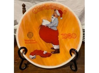 1980 Limited Edition Norman Rockwell Collection 8 Inch Plate 'Scotty Plays Santa'